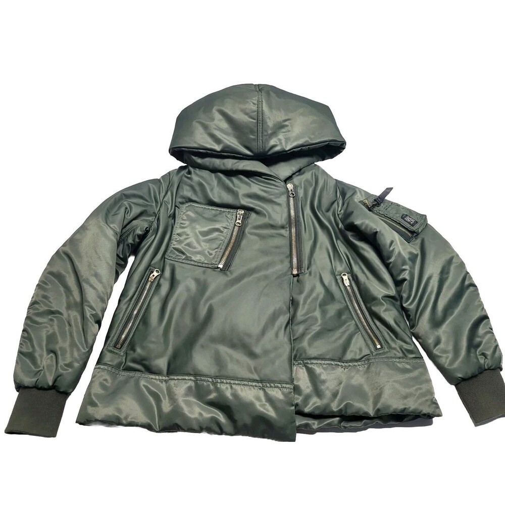 Bacon Women's S Military Green Zip Fastening Padded Puffer Coat Jacket Hooded
